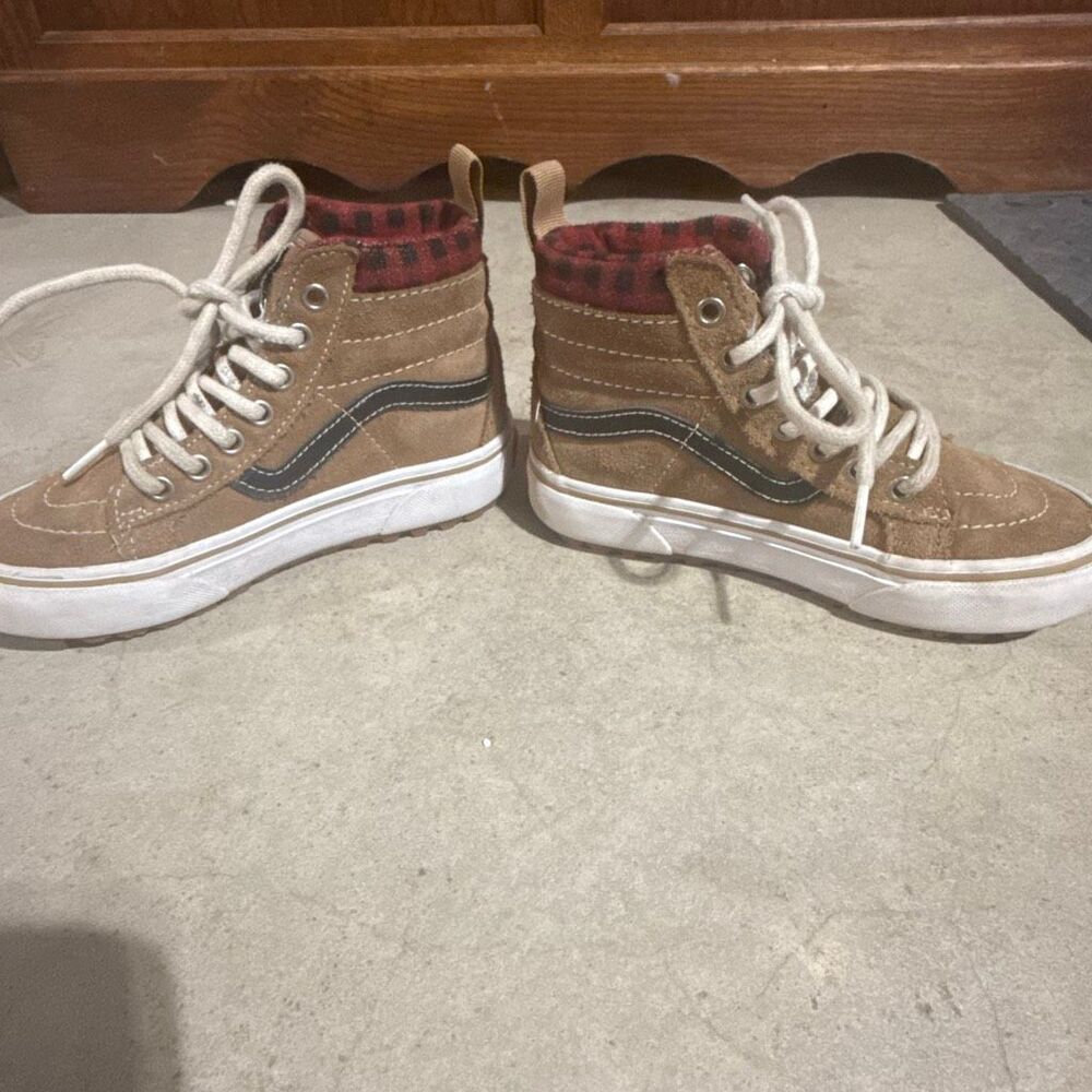 Vans Sk8-Hi Plaid Brown/Black Boys Size 12.5 - Picture 4 of 7